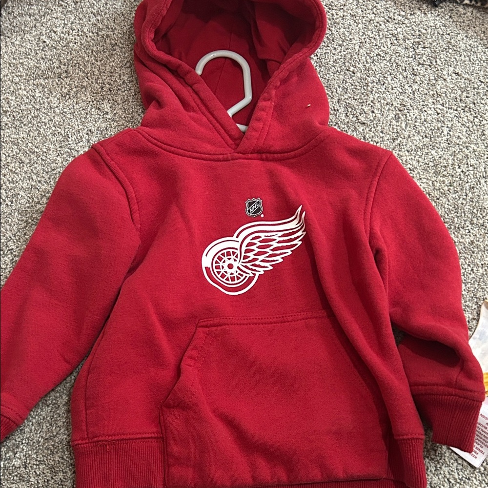 Kids Red Hoodie with Winged Wheel Logo